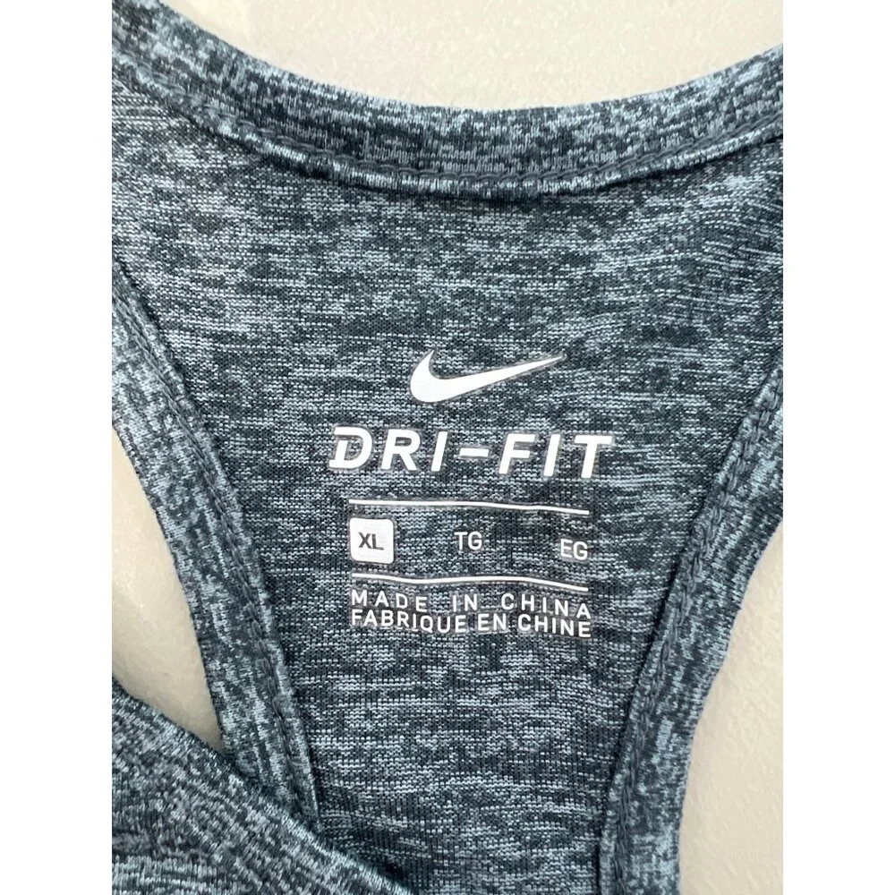 Nike Dri Fit Sleeveless Racerback Athletic Tank Top Womens XL Gray Black Fitness